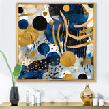 Abstract Pattern With Blue & Golden Textures XIX Framed Canvas Vibrant Black - 1.5"Thick