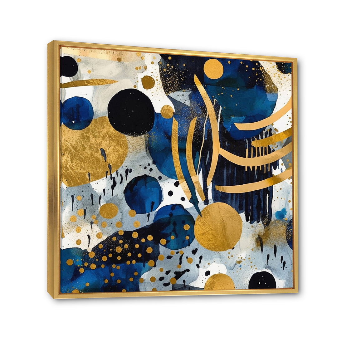 Abstract Pattern With Blue &amp; Golden Textures XIX Framed Canvas Vibrant Gold - 1.5"Thick