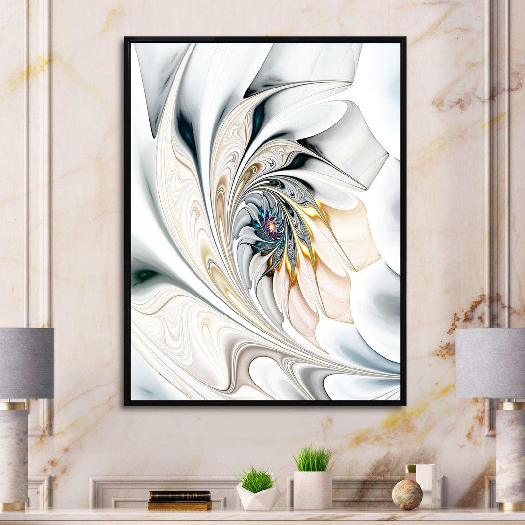 IDesignart White Stained Glass Floral Art - Modern Canvas Wall Art