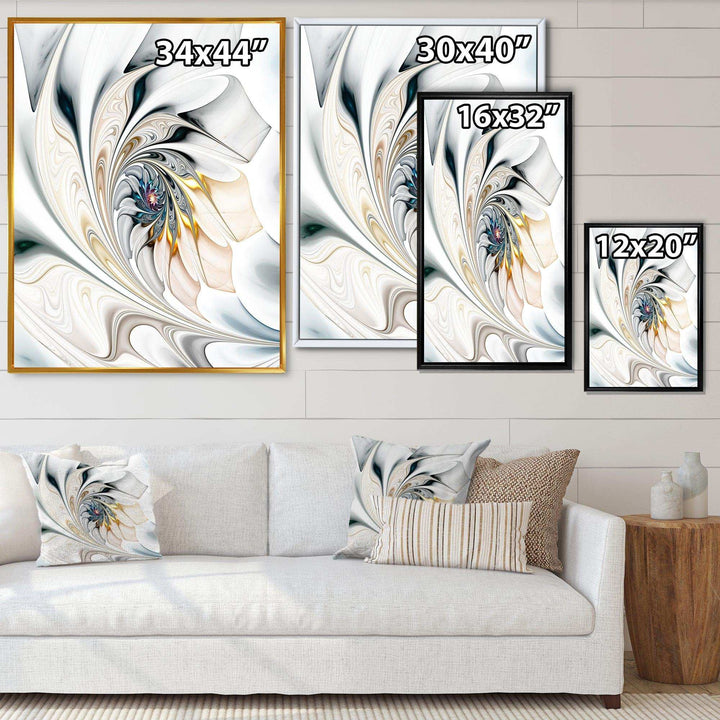 IDesignart White Stained Glass Floral Art - Modern Canvas Wall Art