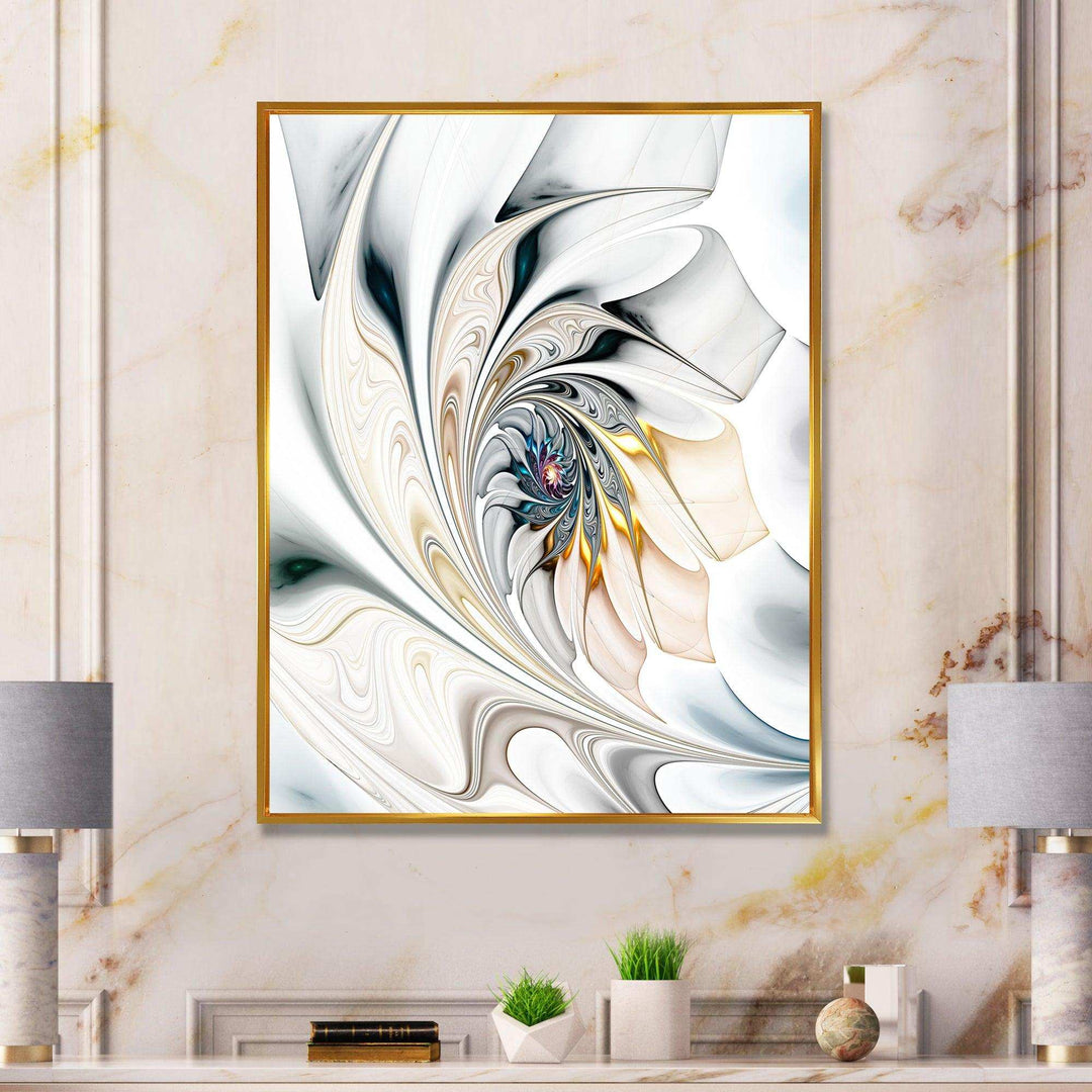 IDesignart White Stained Glass Floral Art - Modern Canvas Wall Art
