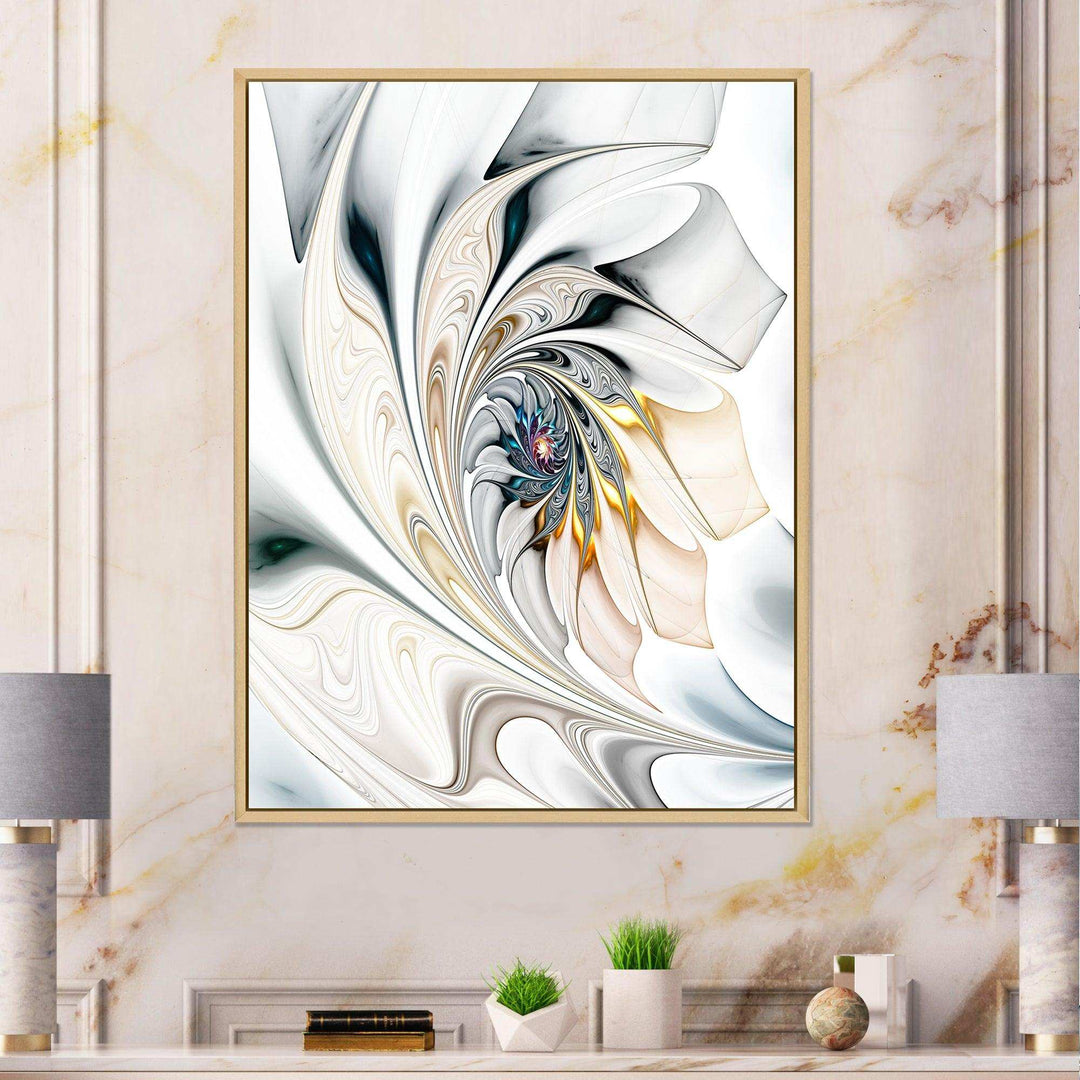 IDesignart White Stained Glass Floral Art - Modern Canvas Wall Art