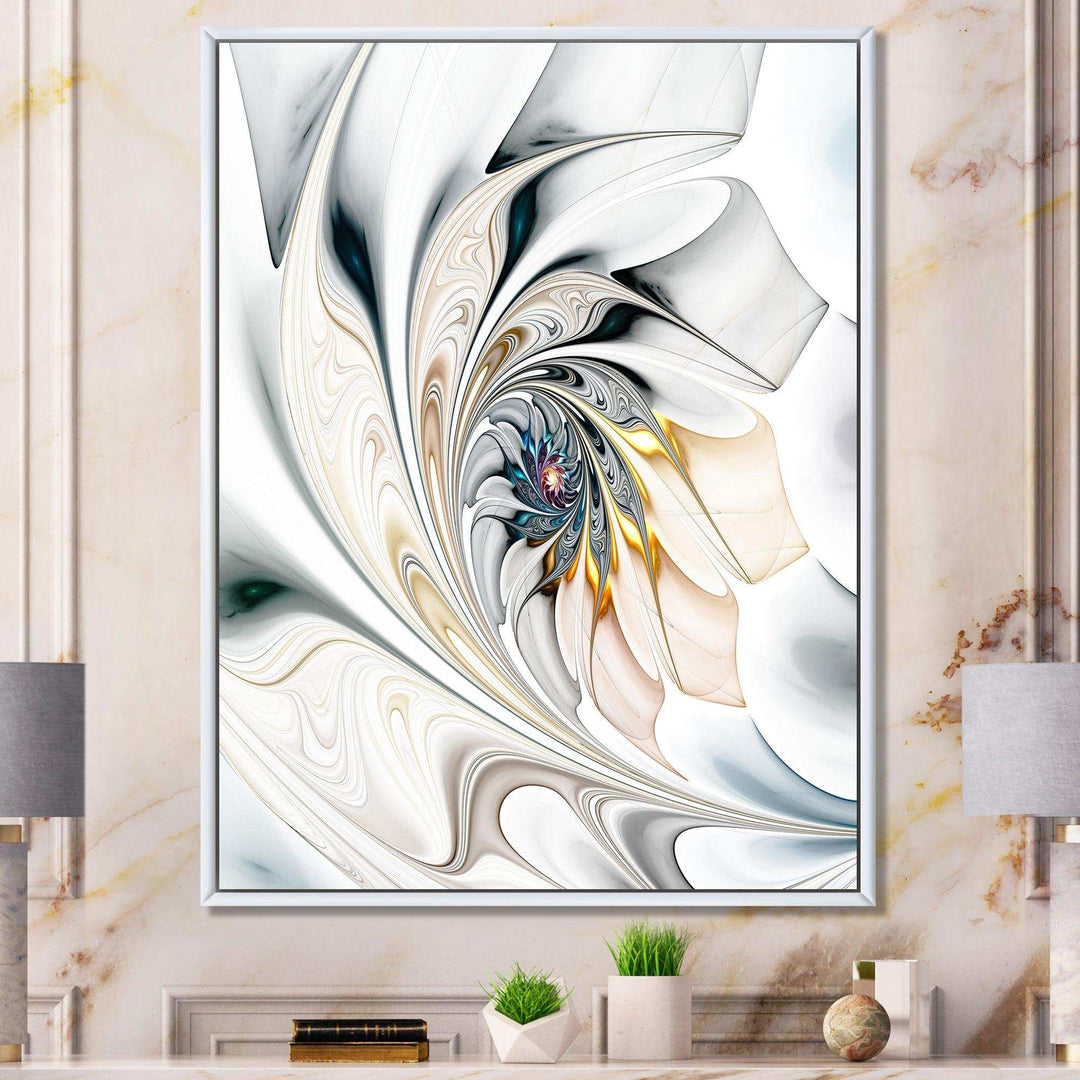IDesignart White Stained Glass Floral Art - Modern Canvas Wall Art