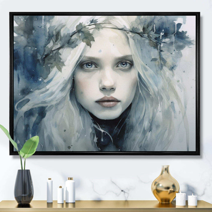 Blue Grey Nordic Queen - Modern Canvas Wall Art