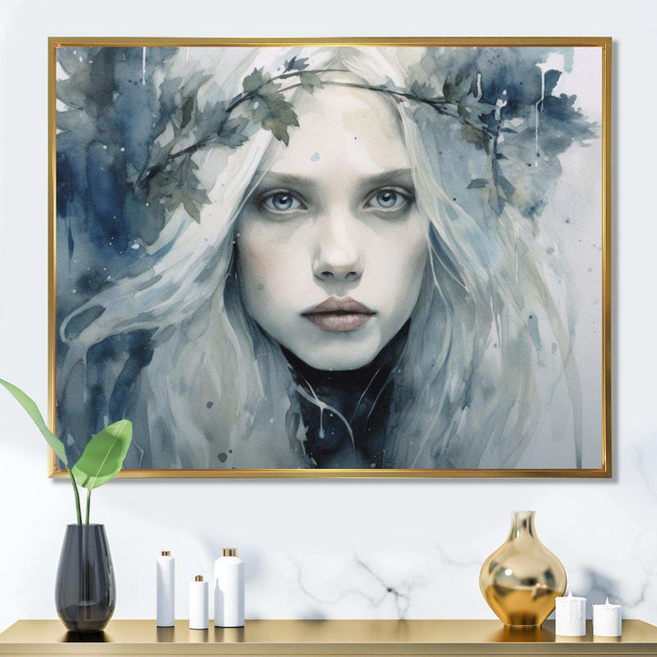 Blue Grey Nordic Queen - Modern Canvas Wall Art