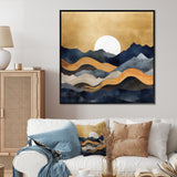 Abstract Mountains Framed Print Vibrant Gold - 1.5"Width