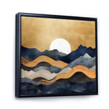 Abstract Mountains Framed Canvas Vibrant Black - 1.5"Thick