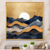 Abstract Mountains Framed Canvas Vibrant Black - 1.5"Thick