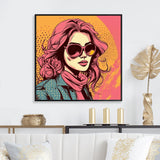 1950S Pop Art Pink Woman Portrait II Framed Print Vibrant Gold - 1.5"Width