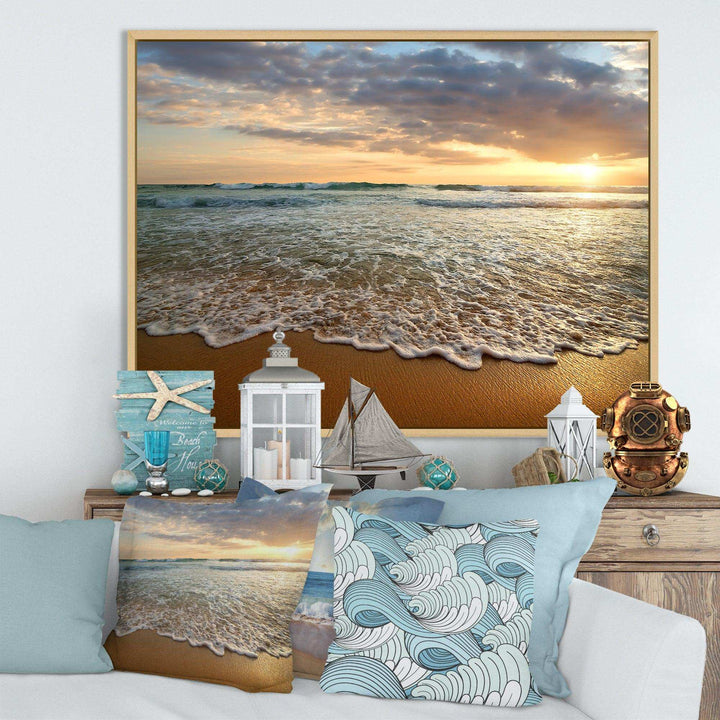 Bright Cloudy Sunset in Calm Ocean