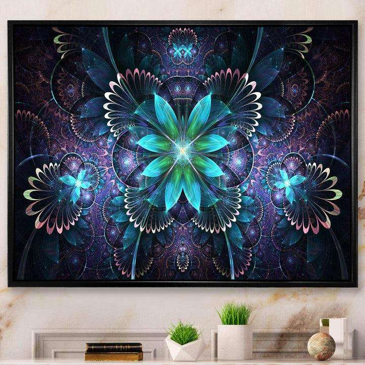 Fractal Flower Blue Digital Art - Modern Bedroom Wall Art