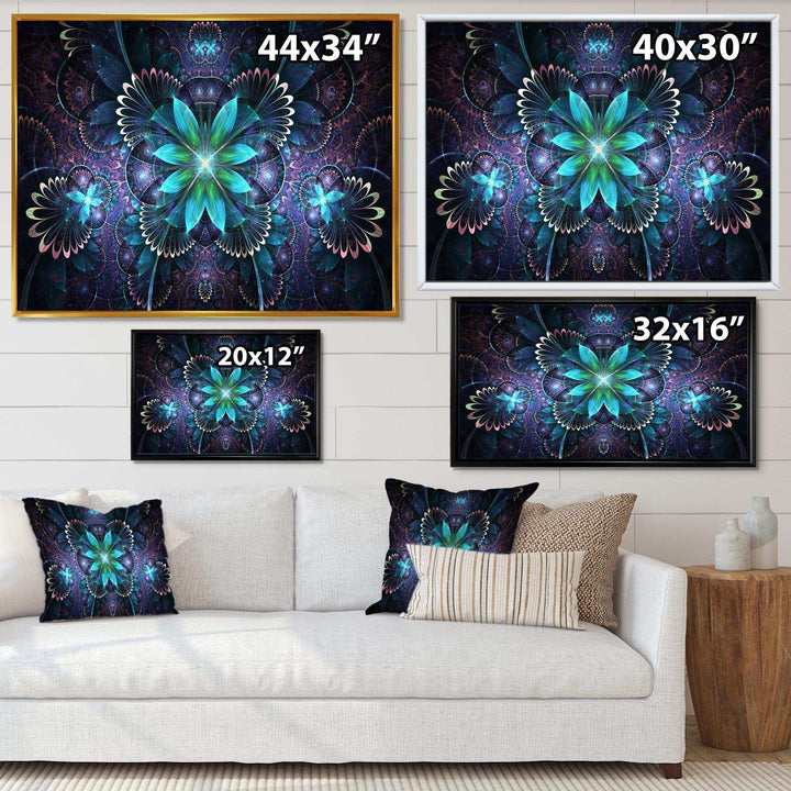 Fractal Flower Blue Digital Art - Modern Bedroom Wall Art