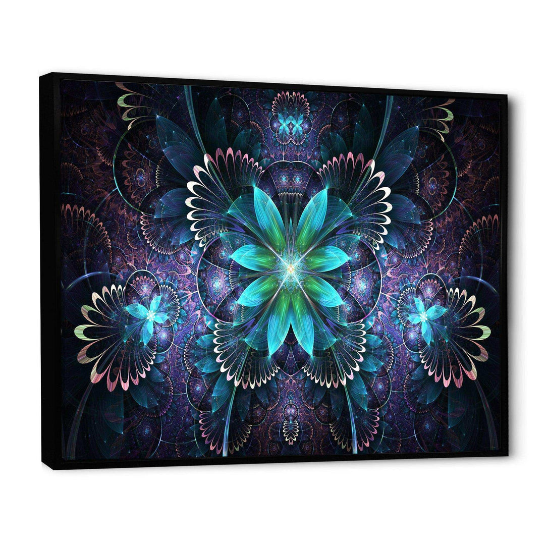Fractal Flower Blue Digital Art - Modern Bedroom Wall Art