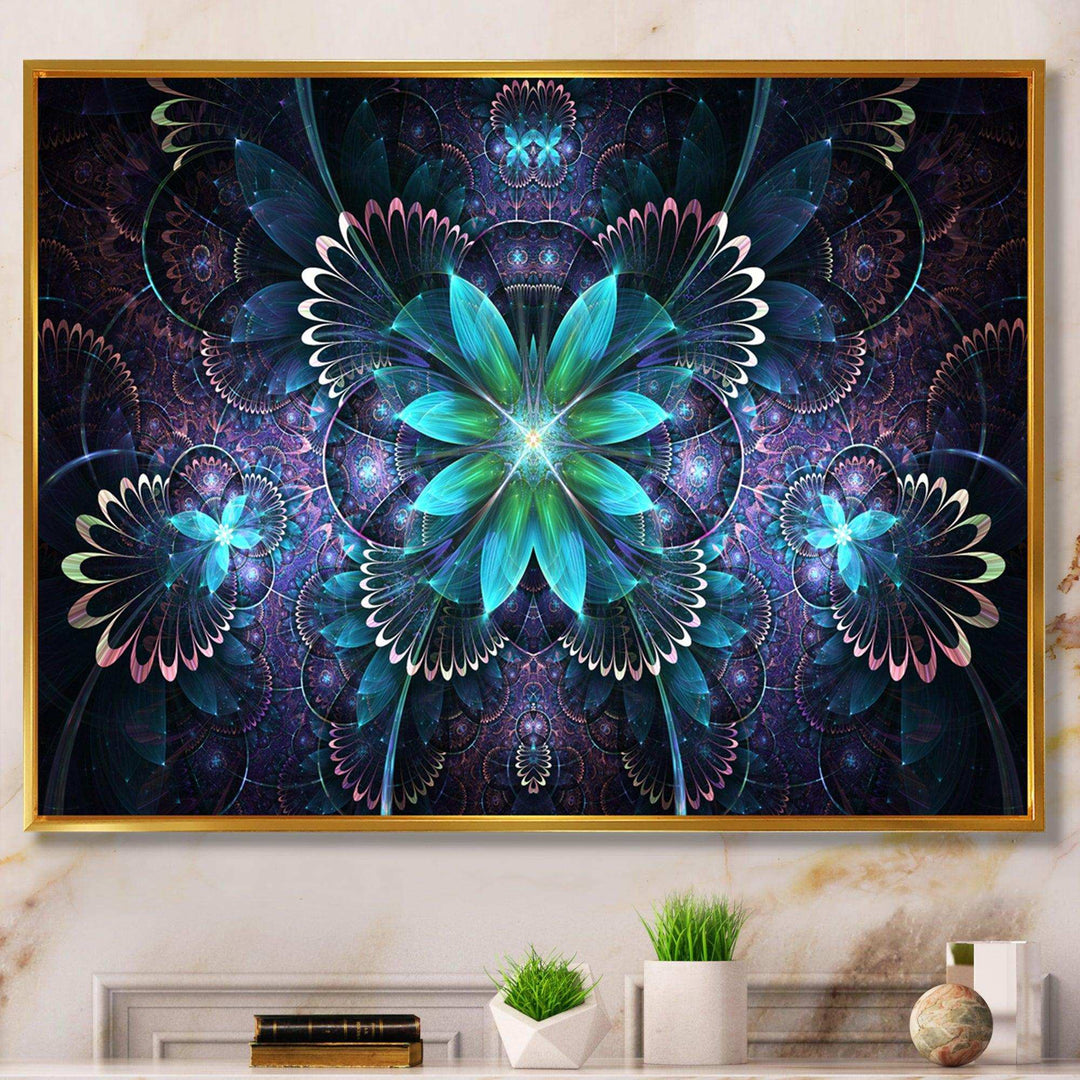 Fractal Flower Blue Digital Art - Modern Bedroom Wall Art