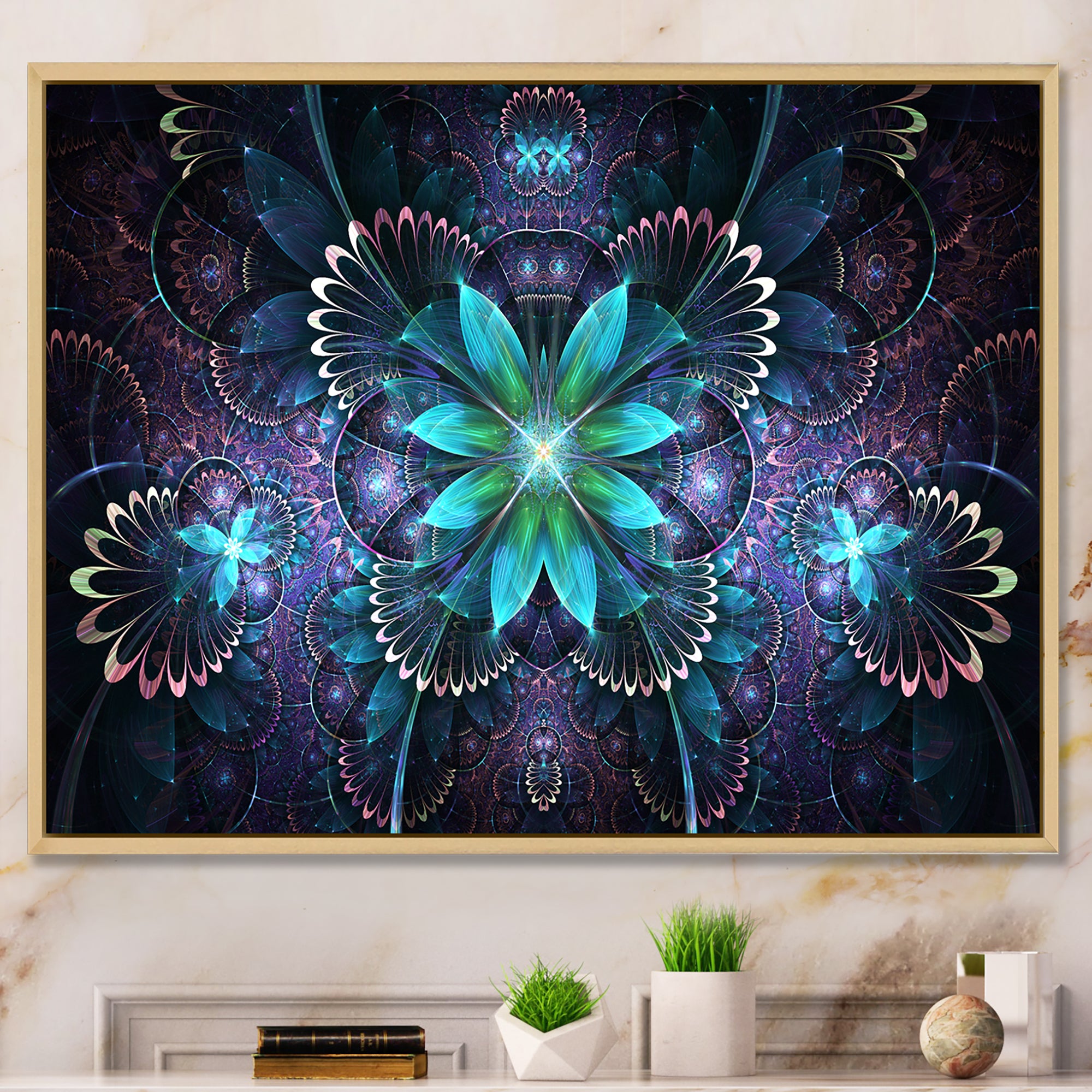 Fractal Flower Blue Digital Art