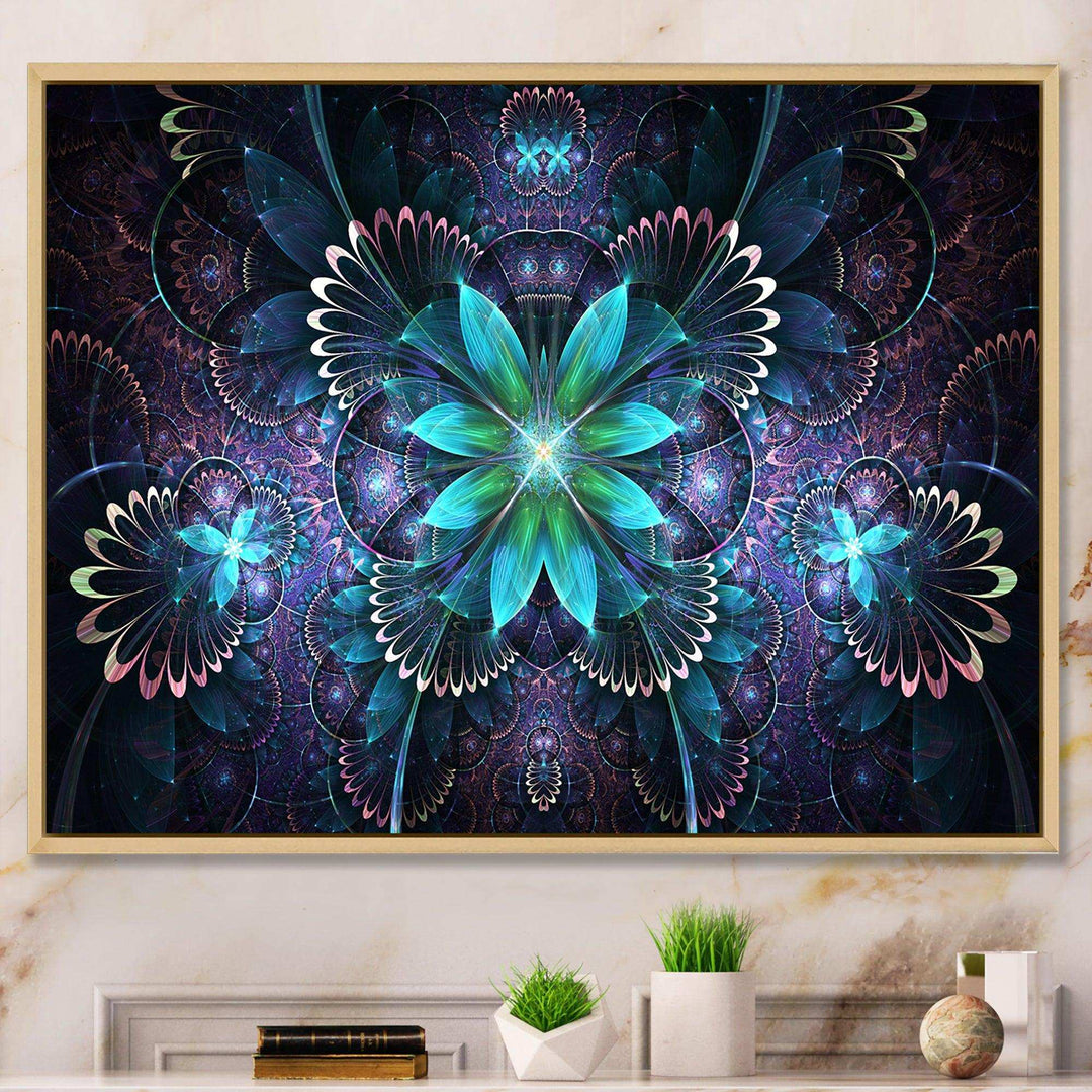 Fractal Flower Blue Digital Art - Modern Bedroom Wall Art