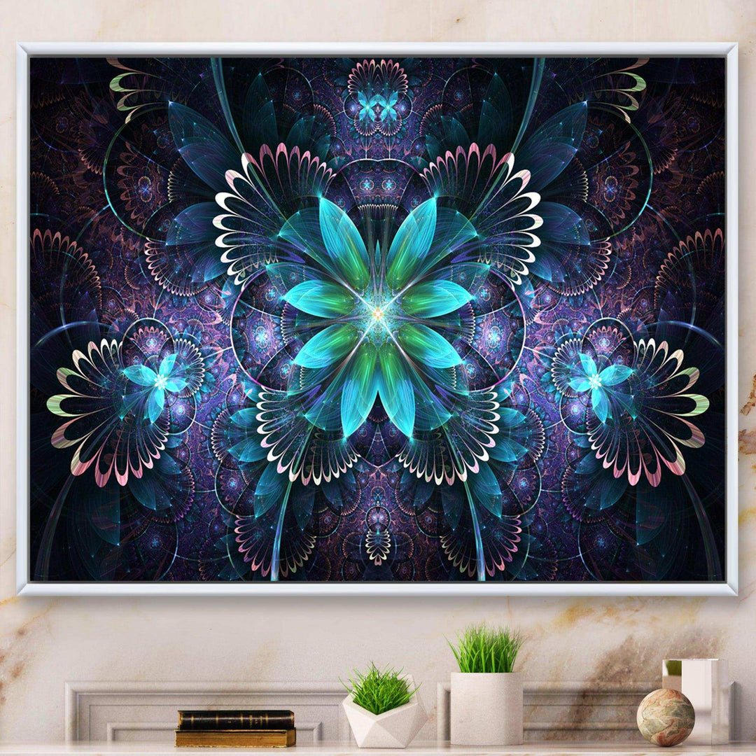 Fractal Flower Blue Digital Art - Modern Bedroom Wall Art