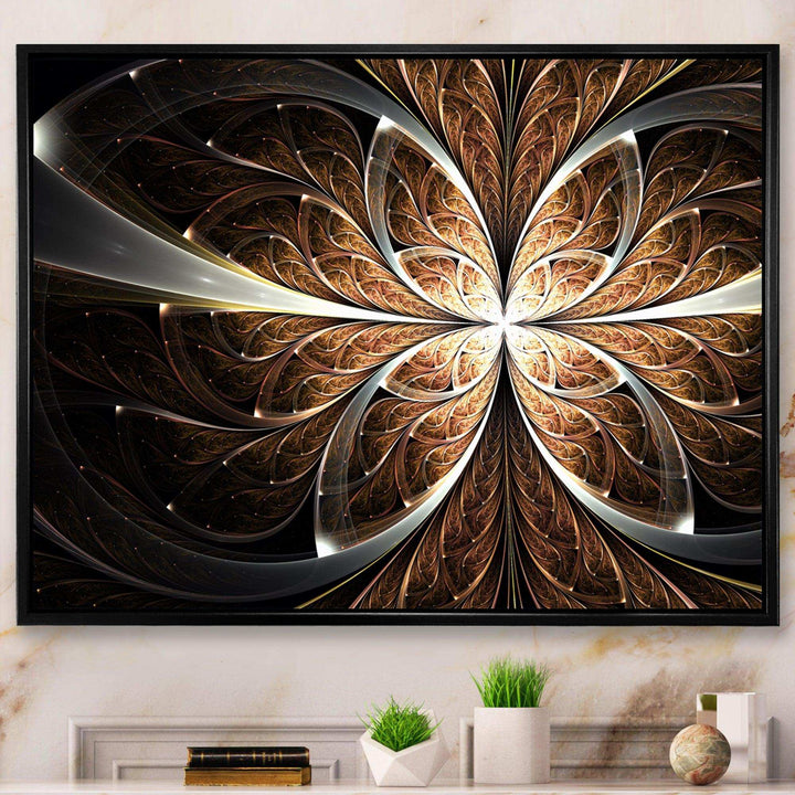 Fractal Flower Brown Black Digital Art - Modern Wall Art Prints