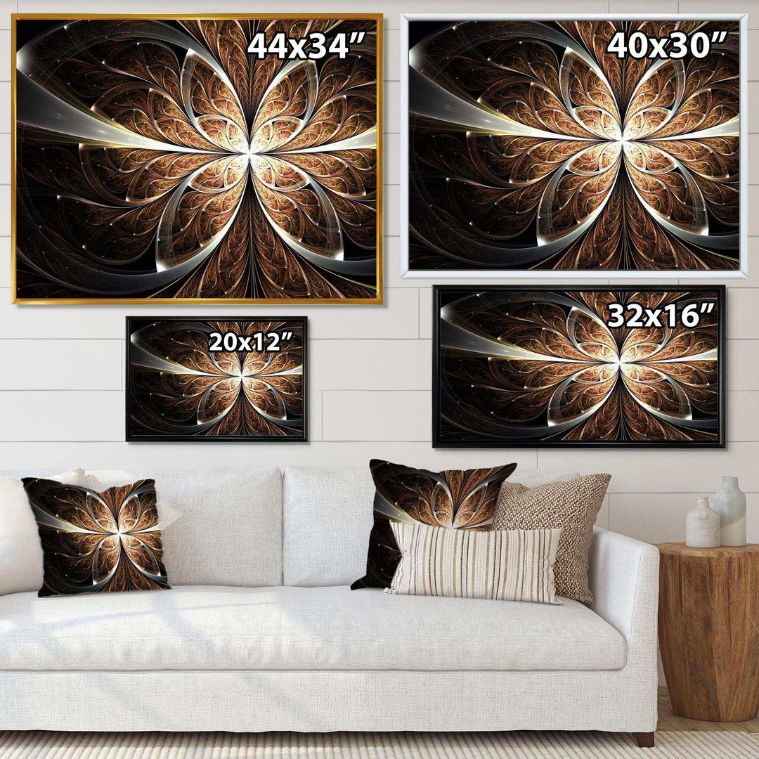 Fractal Flower Brown Black Digital Art - Modern Wall Art Prints