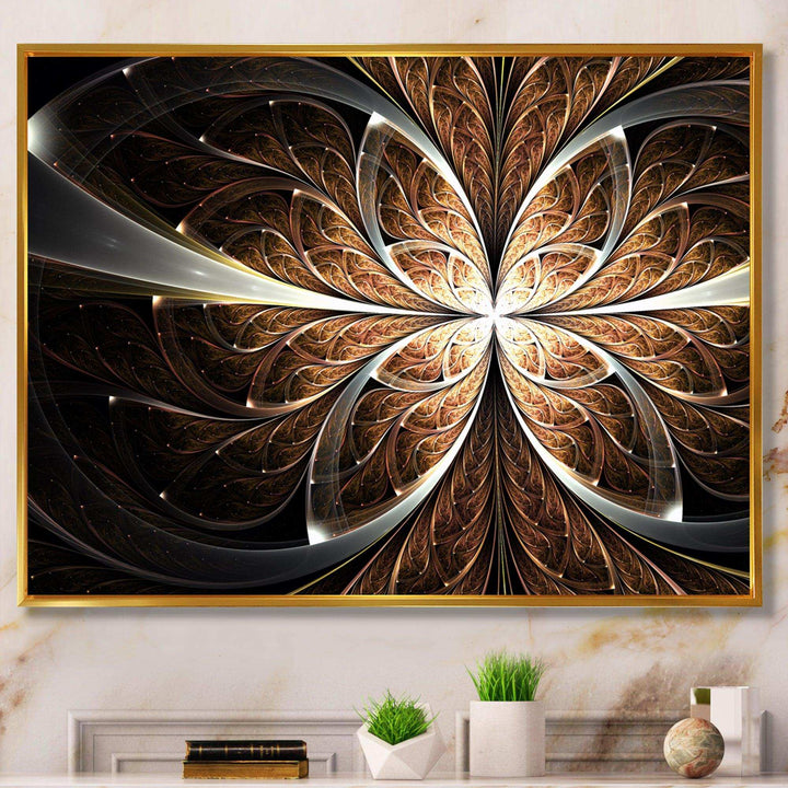 Fractal Flower Brown Black Digital Art - Modern Wall Art Prints