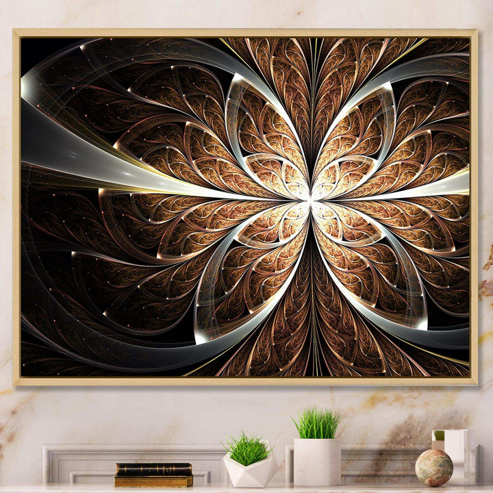 Fractal Flower Brown Black Digital Art - Modern Wall Art Prints