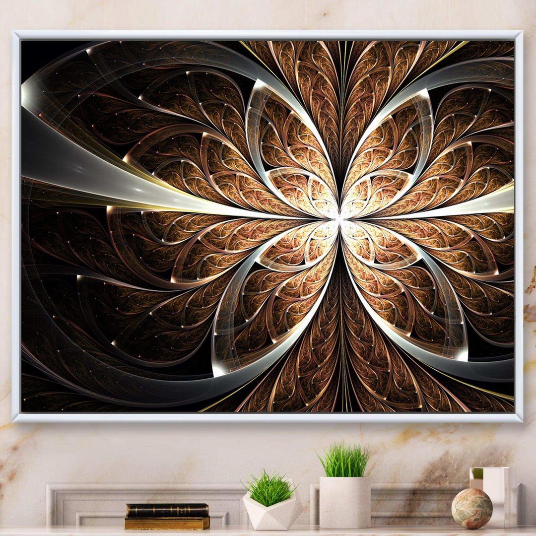 Fractal Flower Brown Black Digital Art - Modern Wall Art Prints