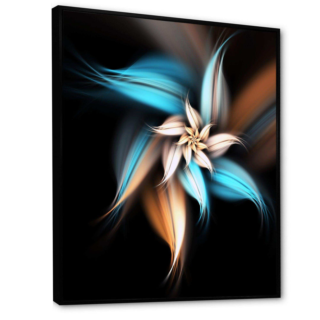 Blue Brown Digital Art Fractal Flower - Modern Bedroom Wall Art