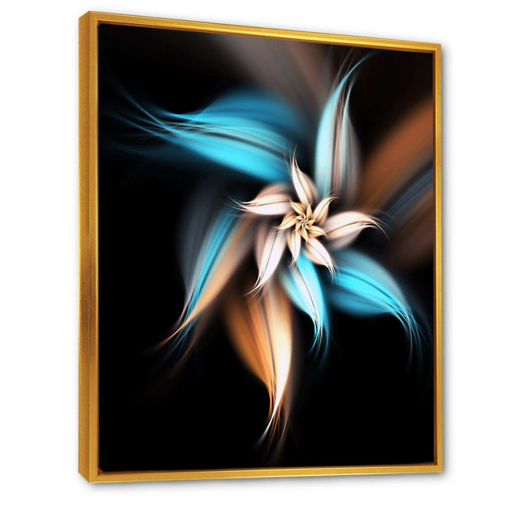 Blue Brown Digital Art Fractal Flower - Modern Bedroom Wall Art