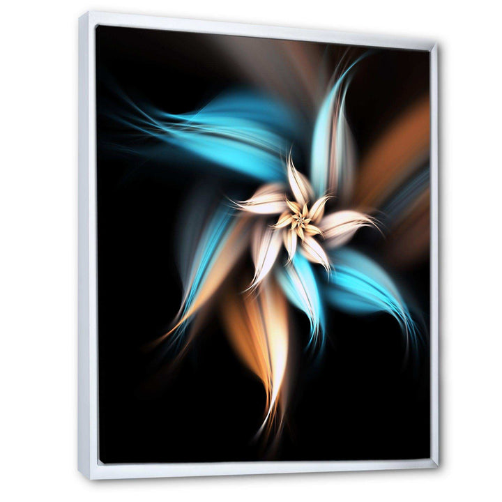 Blue Brown Digital Art Fractal Flower - Modern Bedroom Wall Art