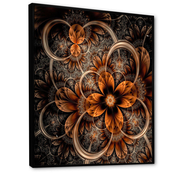 Dark Orange Digital Art Fractal Flower - Modern Wall Art Prints