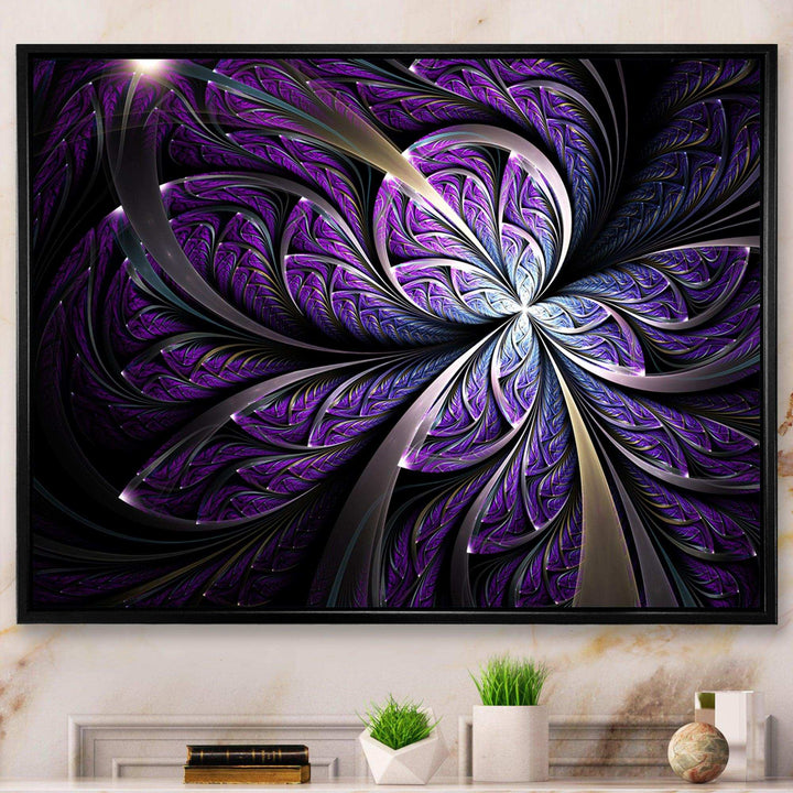 Glittering Purple Fractal Flower - Modern Canvas Wall Art