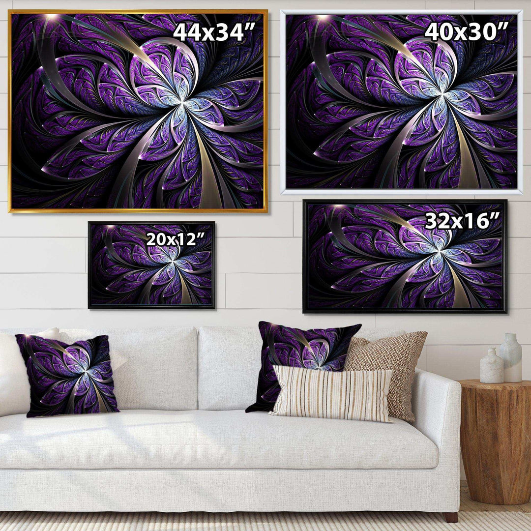 Glittering Purple Fractal Flower - Modern Canvas Wall Art