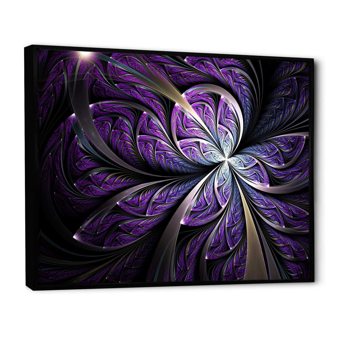 Glittering Purple Fractal Flower - Modern Canvas Wall Art