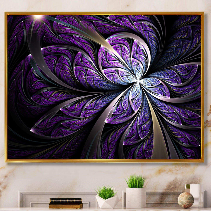 Glittering Purple Fractal Flower - Modern Canvas Wall Art