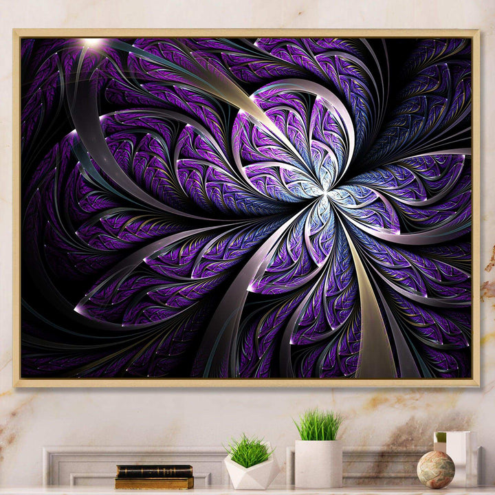 Glittering Purple Fractal Flower - Modern Canvas Wall Art