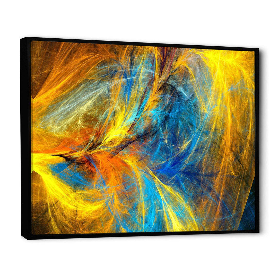 Gold and Blue Psychedelic Pattern - Modern Bedroom Wall Art