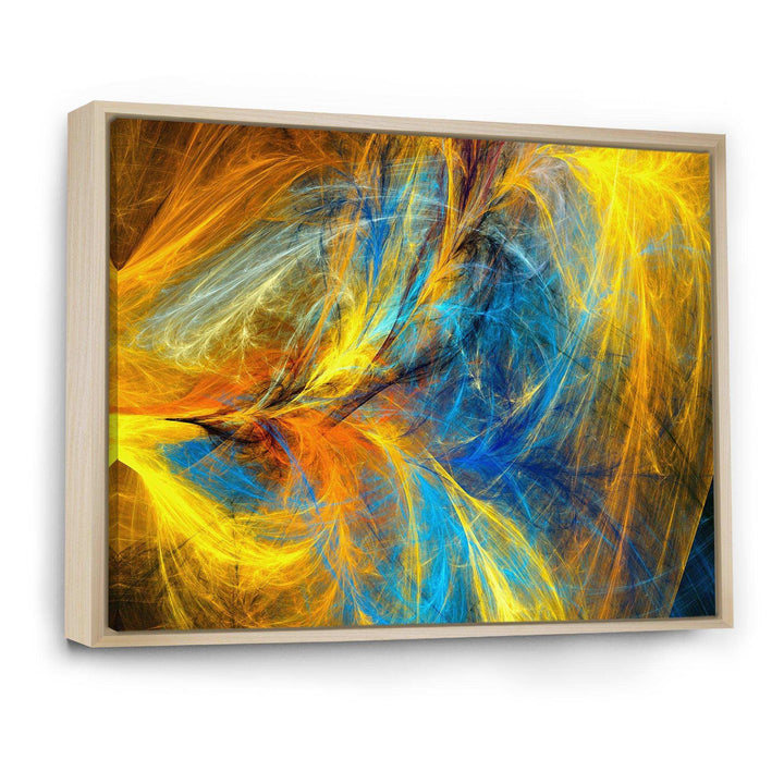 Gold and Blue Psychedelic Pattern - Modern Bedroom Wall Art