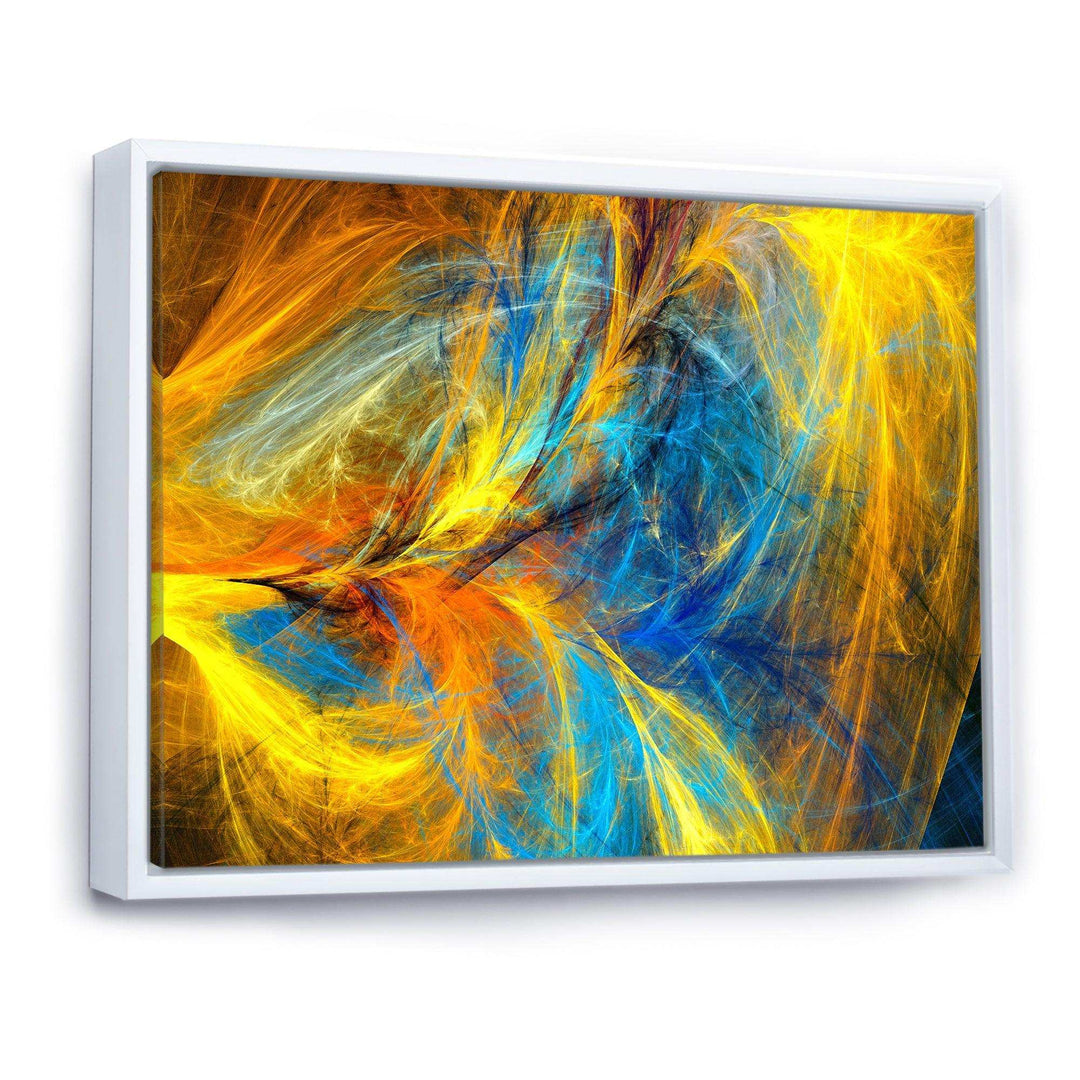 Gold and Blue Psychedelic Pattern - Modern Bedroom Wall Art