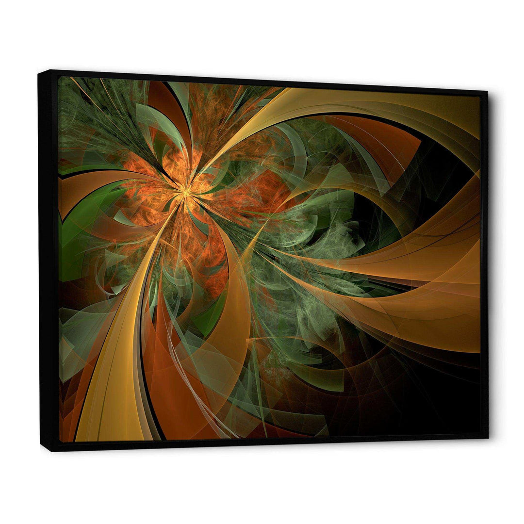 Symmetrical Orange Digital Fractal Flower - Modern Canvas Wall Art