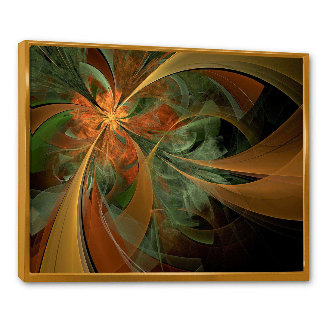 Symmetrical Orange Digital Fractal Flower - Modern Canvas Wall Art