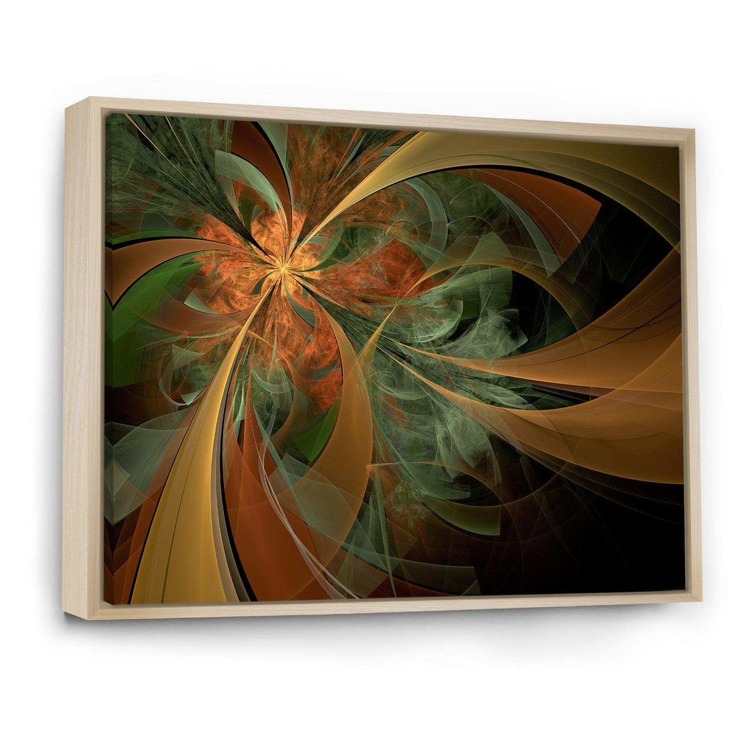 Symmetrical Orange Digital Fractal Flower - Modern Canvas Wall Art