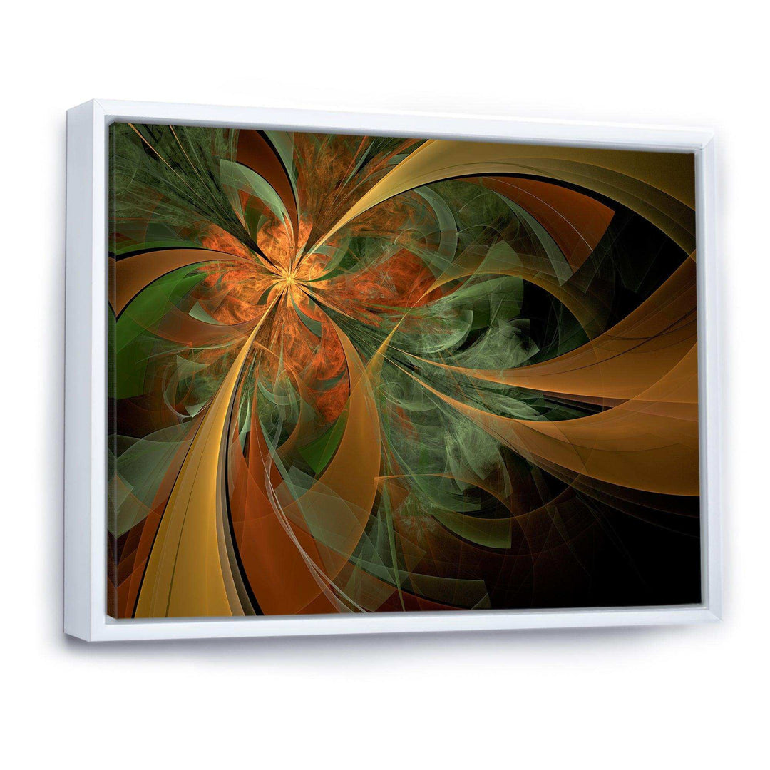 Symmetrical Orange Digital Fractal Flower - Modern Canvas Wall Art