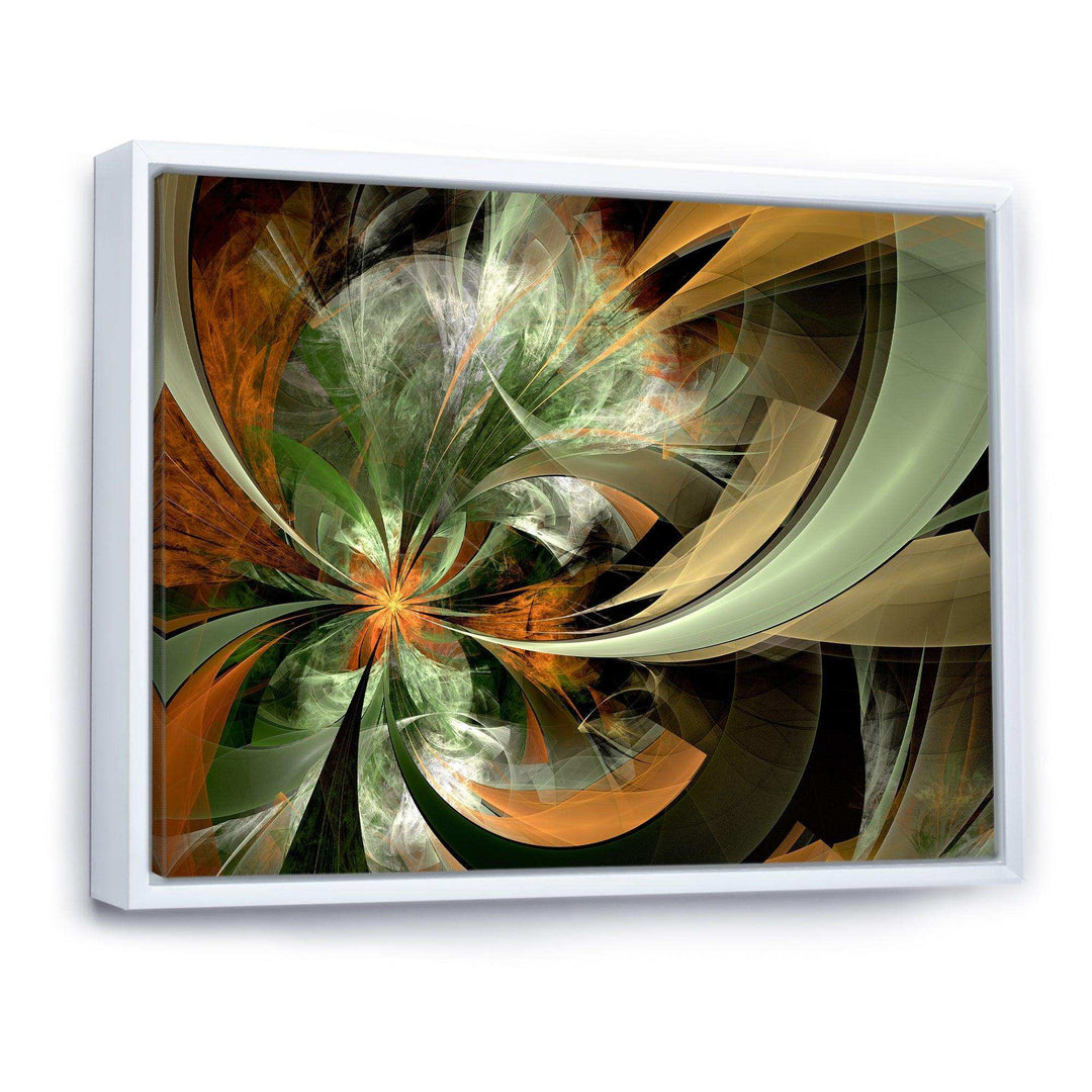 Symmetrical Orange Green Fractal Flower - Modern Living Room Wall Decor