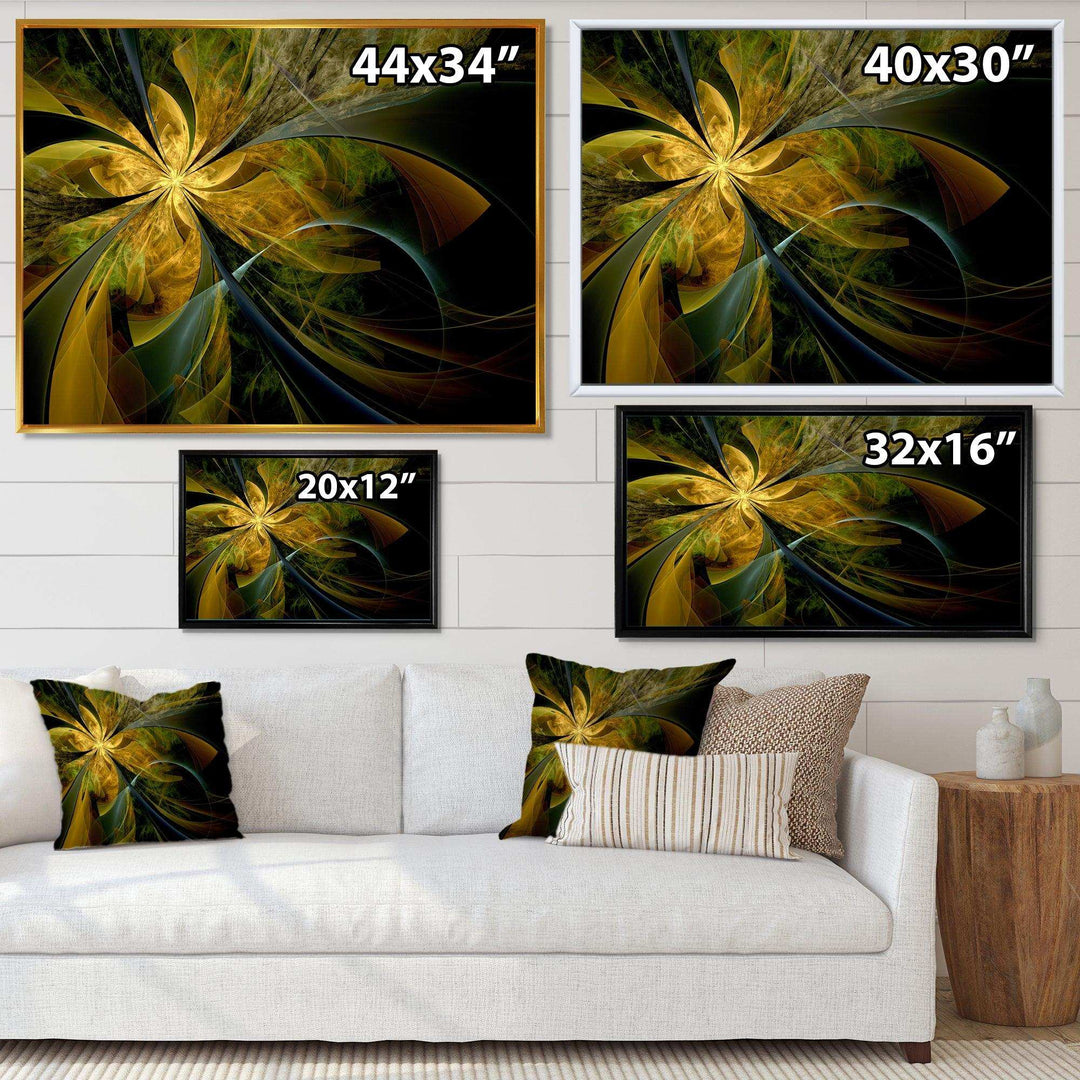 Symmetrical Fractal Flower in Gold - Modern Canvas Wall Art