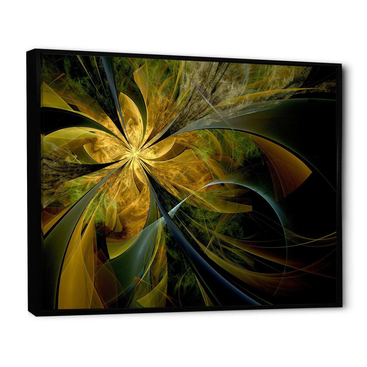 Symmetrical Fractal Flower in Gold - Modern Canvas Wall Art