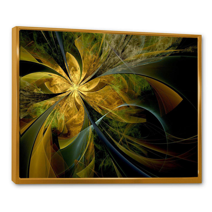 Symmetrical Fractal Flower in Gold - Modern Canvas Wall Art