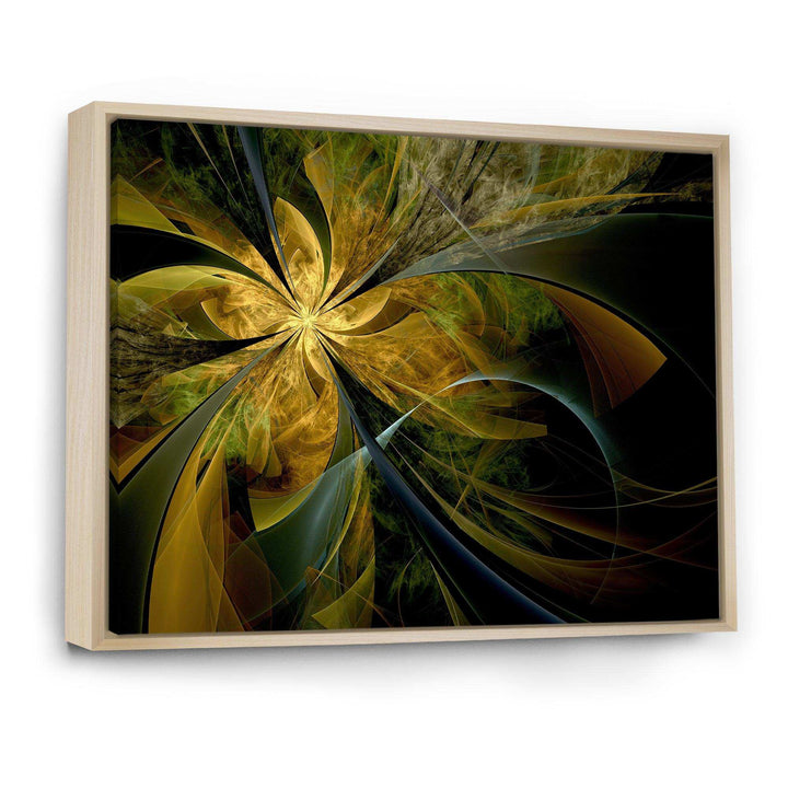 Symmetrical Fractal Flower in Gold - Modern Canvas Wall Art