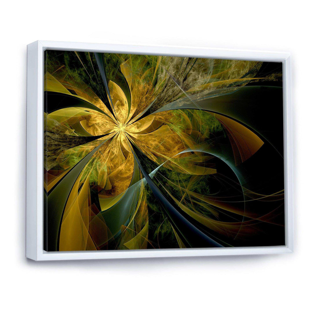 Symmetrical Fractal Flower in Gold - Modern Canvas Wall Art