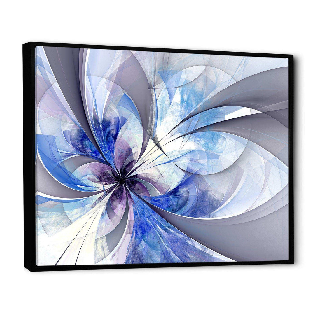Blue Large Symmetrical Fractal Flower - Modern Bedroom Wall Art