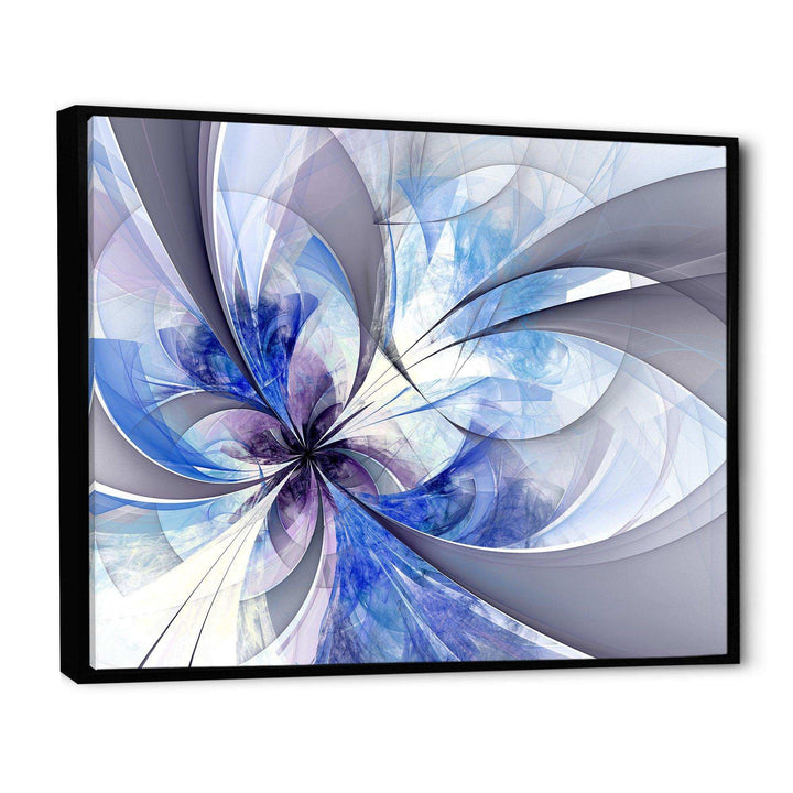 Blue Large Symmetrical Fractal Flower - Modern Bedroom Wall Art